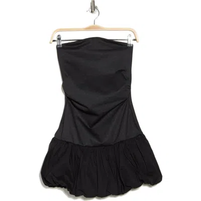 Velvet Torch Strapless Tube Bubble Dress In Black