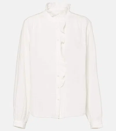 Velvet Trisha Ruffled Cotton Gauze Blouse In Beige
