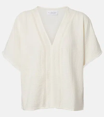 Velvet Verna Cotton Gauze Top In White