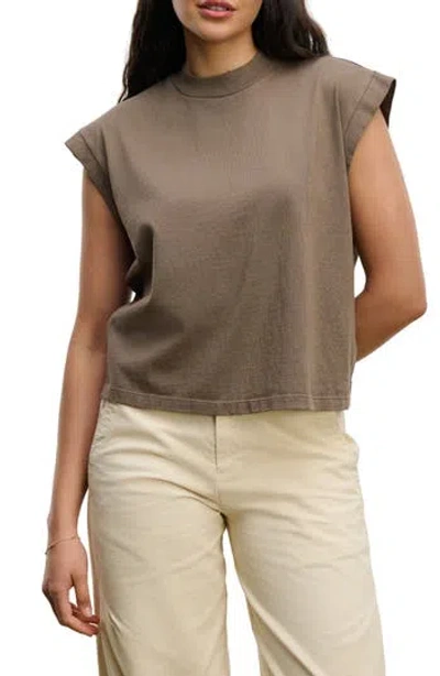 Velvet Vintage Cotton Muscle Tee In Brown