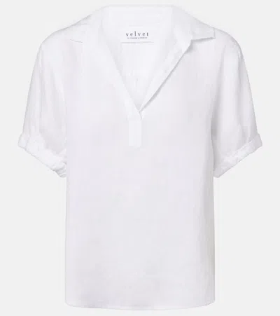 Velvet Vivica Linen Top In White