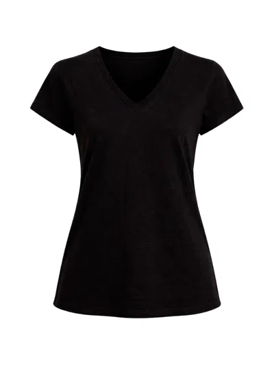 Velvet V-neck T-shirt In Black