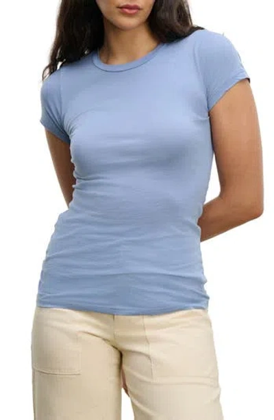 Velvet Whisper Stretch Cotton T-shirt In Blue