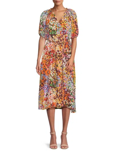 Velvet Women's Carol Floral Midi-dress In Cheetah Multi