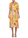 Velvet Carol Floral Midi Dress In Oasis Multi