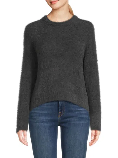 Velvet Women's Fuzzy Sweater In Charcoal Grey
