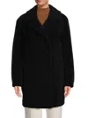 Velvet Women's Notch Lapel Coat In Black