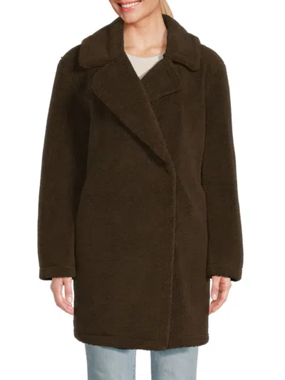 Velvet Women's Notch Lapel Coat In Olive