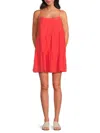 Velvet Women's Suzie Tiered Cotton & Silk A-line Minidress In Vixen Red