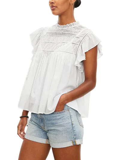Velvet Womens Flutter Casual Blouse In White