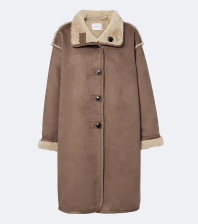 Velvet Yves Teddy-trimmed Coat In Brown