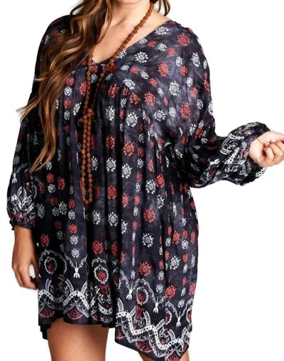 Velzera Baby Doll Bohemian Peasant Mini Dress In Black