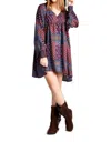 Velzera Baby Doll Color Block Dress In Red In Red