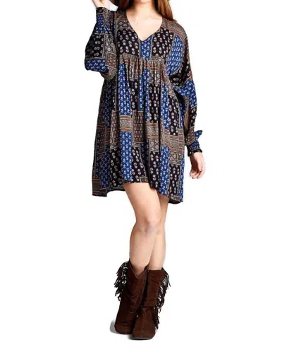 Velzera Baby Doll Color Block Mini Dress In Blue