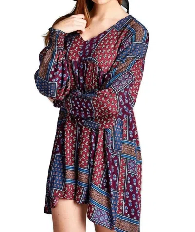 Velzera Baby Doll Color Block Mini Dress In Red In Multi