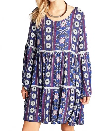 Velzera Crochet Bell Sleeve Mini Dress In Purple