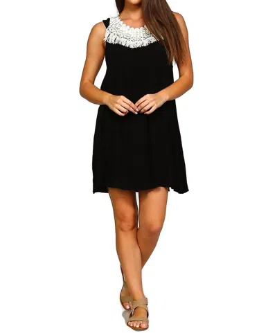 Velzera Crochet Fringe Mini Dress In Black