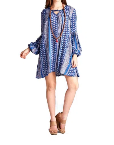 Velzera Floral & Paisley Keyhole Dress In Blue