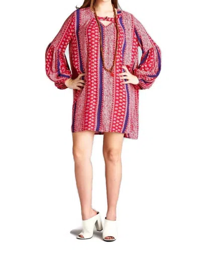 Velzera Floral Paisley Keyhole Neckline Mini Dress In Red Multi In Orange