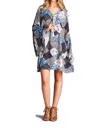 Velzera Floral Patchwork Print Dress In Blue In Blue