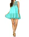 Velzera Lace & Fringe Embroidered Sleeveless Dress In Mint In Green