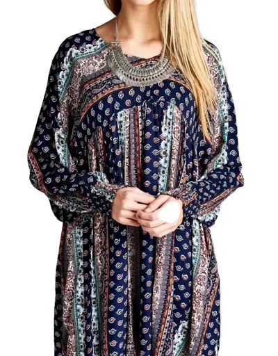 Velzera Paisley Baby Doll Tunic In Navy In Multi