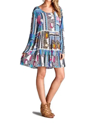 Velzera Paisley Bell Sleeve Dress In Multi