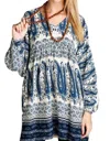 Velzera Paisley V-neck Mini Dress In Blue In Blue