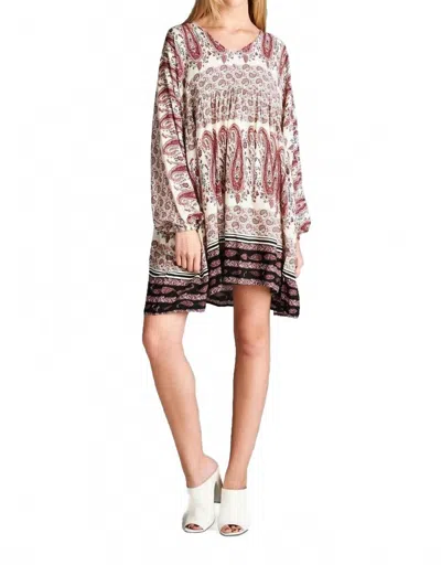 Velzera Paisley V-neck Mini Dress In Pink In Multi