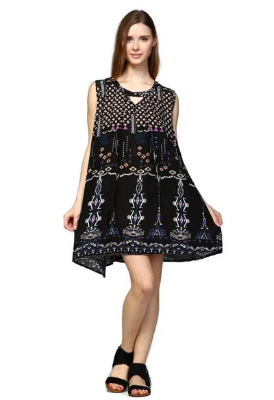 Velzera Sleeveless Keyhole Mini Dress In Black