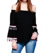 Velzera Tassel Off The Shoulder Top In Black In Black