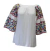 Velzera Women's Floral Embroidered Off The Shoulder Dress In White In White