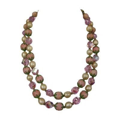 Pre-owned Vendome Crystal Pearl Double Strand Necklace 1950s In Multi