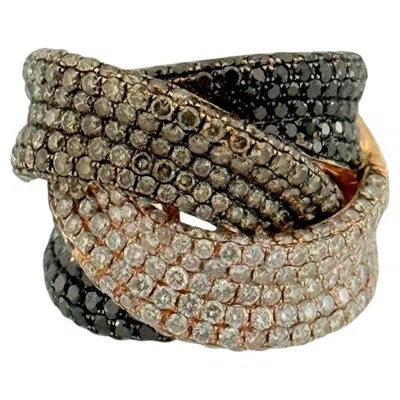 Pre-owned Vendome Ligne  Cocktail Ring Rose Gold And Natural Diamonds In Red
