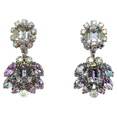 Pre-owned Vendome Vintage  Amethyst Aurora Borealis Drop Earrings 1950s In Purple