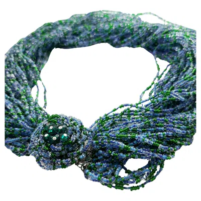 Pre-owned Vendome Vintage  Glass Seed Bead & Faceted Crystal Multi-strand Necklace