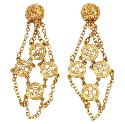 Pre-owned Vendome Vintage  Gold Tone Dangling Disc Earrings, Circa 1980s In Multi