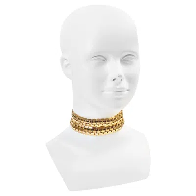 Pre-owned Vendome Vintage  Gold Tone Double Link Choker Necklace, Circa 1980s In Multi
