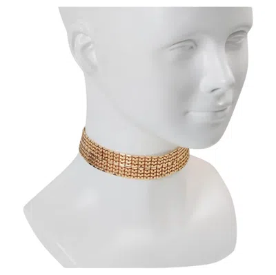 Pre-owned Vendome Vintage  Gold Tone Wide Choker Necklace, Circa 1980s In Multi