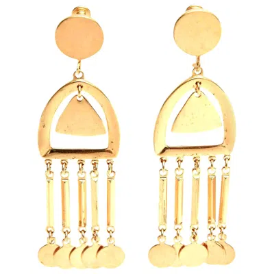 Pre-owned Vendome Vintage  Moderne Gold Plated Chandelier Dangle Earrings 1960's In Orange