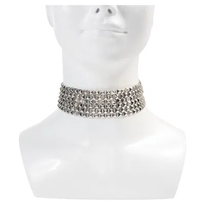 Pre-owned Vendome Vintage  Silver-tone Wide Choker Necklace, Circa 1980s In Multi