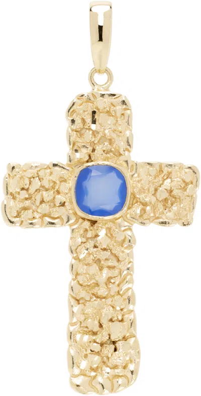 Veneda Carter Gold Vc050 Lapis Cross Necklace