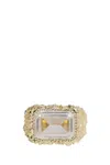 Veneda Carter Rectangle Crystal Ring In Gold