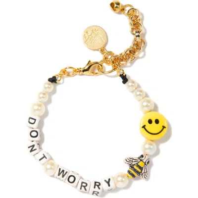 Venessa Arizaga Don't Worry Bee Happy Pearl Bracelet In Gold