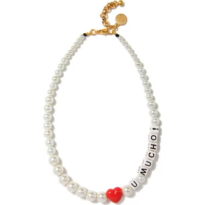 Venessa Arizaga Love You Mucho Pearl Necklace In White