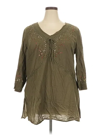 Pre-owned Venezia 3/4 Sleeve Blouse In Green
