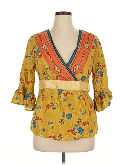 Pre-owned Venezia 3/4 Sleeve Blouse In Yellow