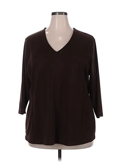 Pre-owned Venezia 3/4 Sleeve Top Brown V-neck Tops