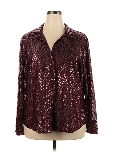 Pre-owned Venezia Jeans Clothing Co. Long Sleeve Blouse In Burgundy