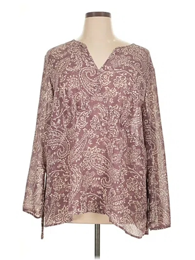 Pre-owned Venezia Long Sleeve Blouse In Burgundy